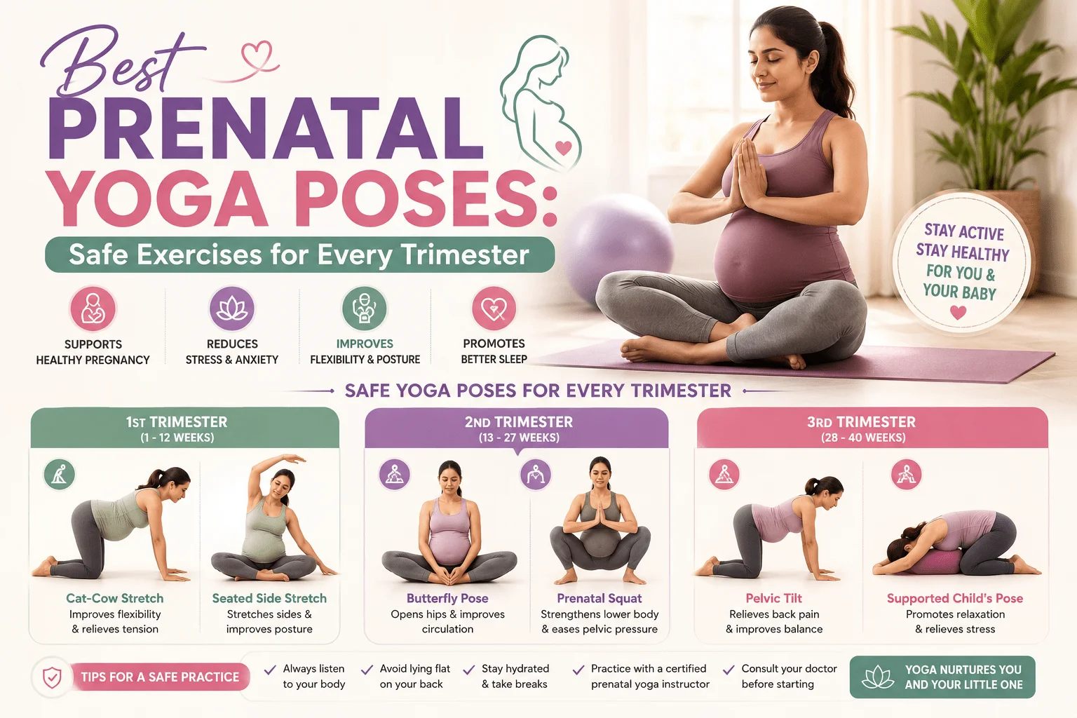 Best Prenatal Yoga Poses: Safe Exercises for Every Trimester