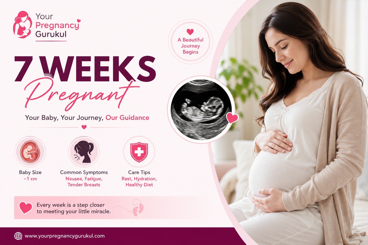 7 weeks pregnant woman with healthy pregnancy diet chart, nutritious foods and prenatal care for a healthy first trimester pregnancy.