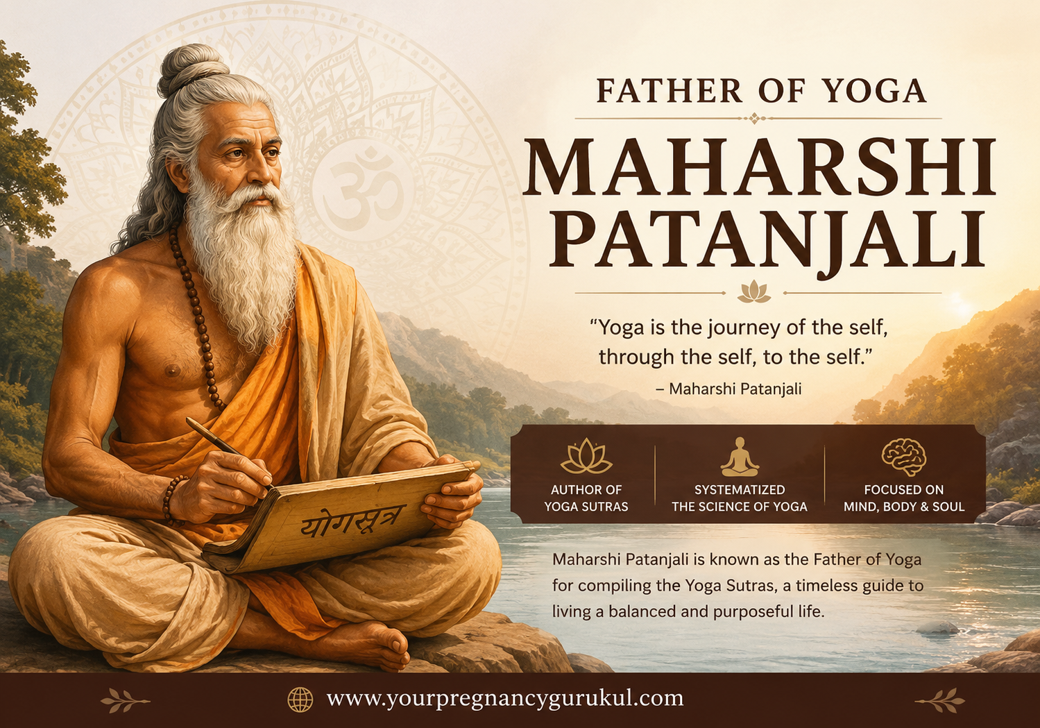 Father of Yoga Maharishi Patanjali with traditional yoga background